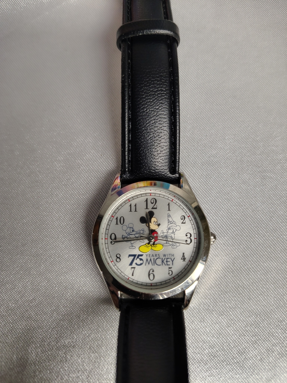 Disney 75 Years Mickey Men's Watch with Black Strap and White Dial